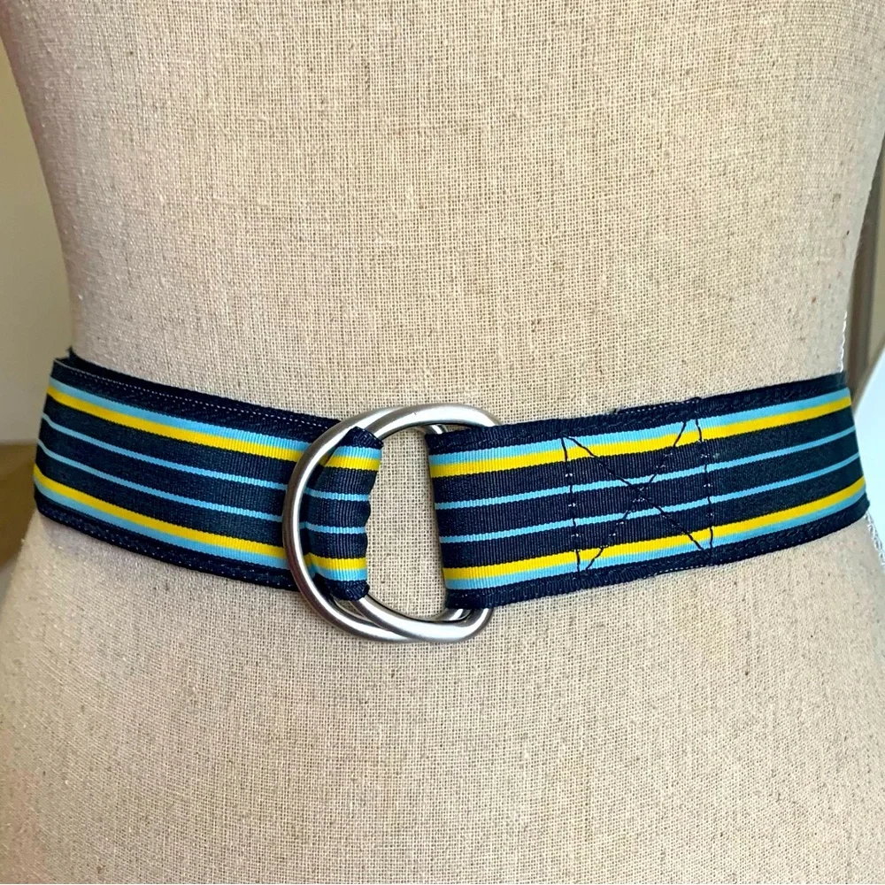 J Crew Fabric Classic Striped Ribbon Belt Size L/XL - Picture 5 of 7